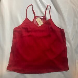 NWT Red Spaghetti strap V neck cami top silky size M